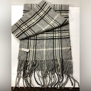 Enzo Mantovani  Gray Plaid fringed Scarf
